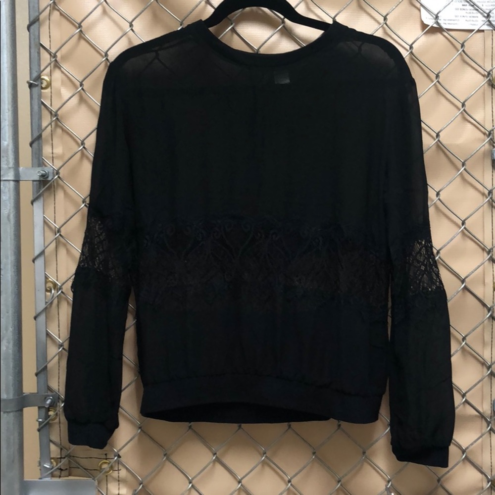 Chiffon and Lace Panel Black H&M Blouse